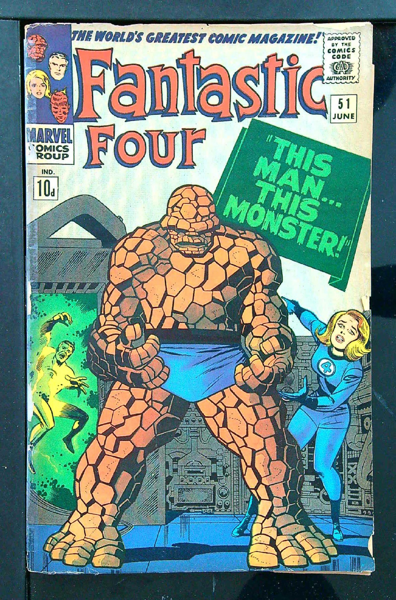 ACTUAL SCAN OF COMIC!<br>Taped Spine - See Scan Cover of Fantastic Four (Vol 1) #51. One of 250,000 Vintage American Comics on sale from Krypton!