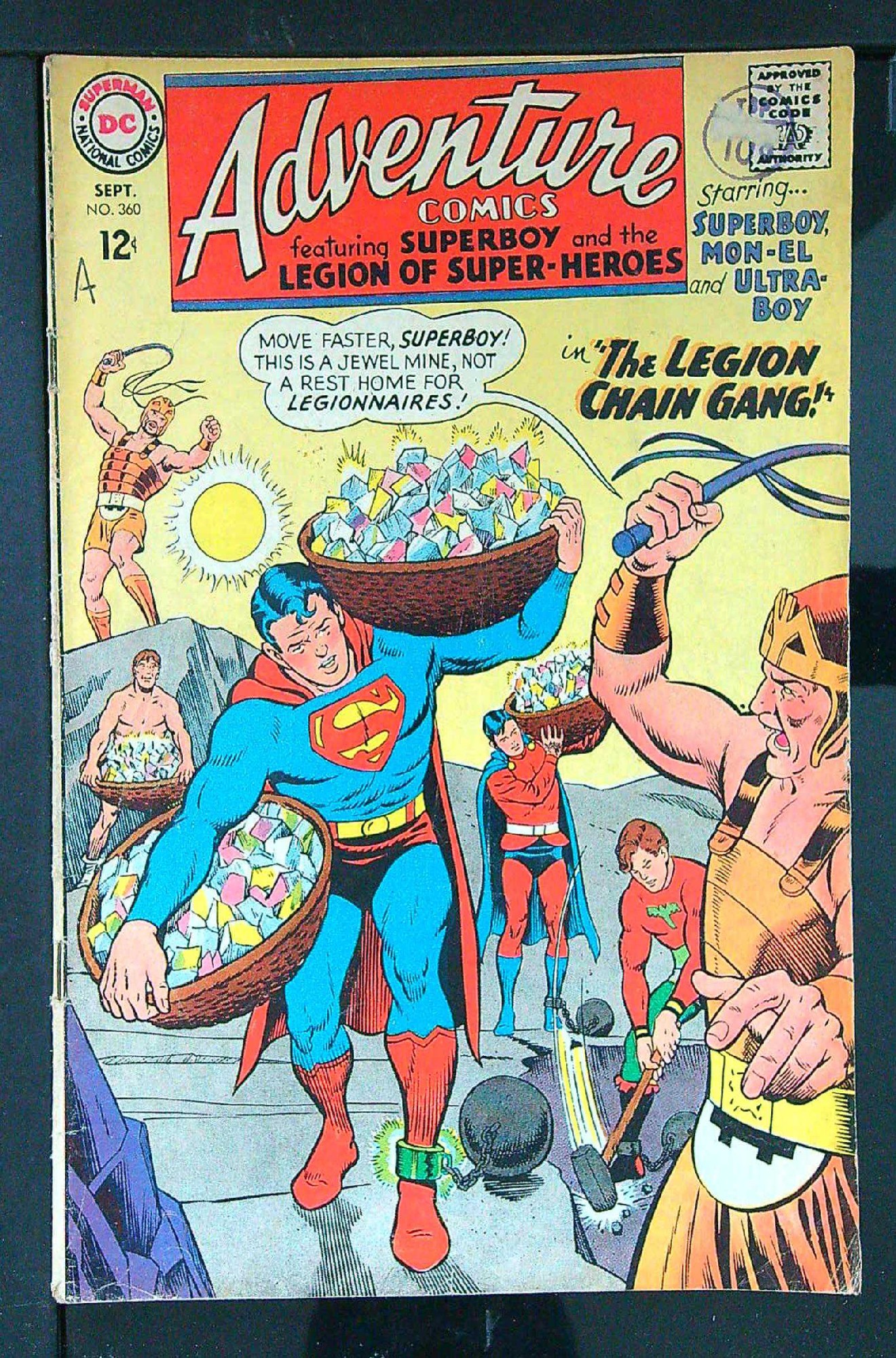 ACTUAL SCAN OF COMIC!<br>Pen & Distribution Stamp on Cover - See Scan Cover of Adventure Comics (Vol 1) #360. One of 250,000 Vintage American Comics on sale from Krypton!