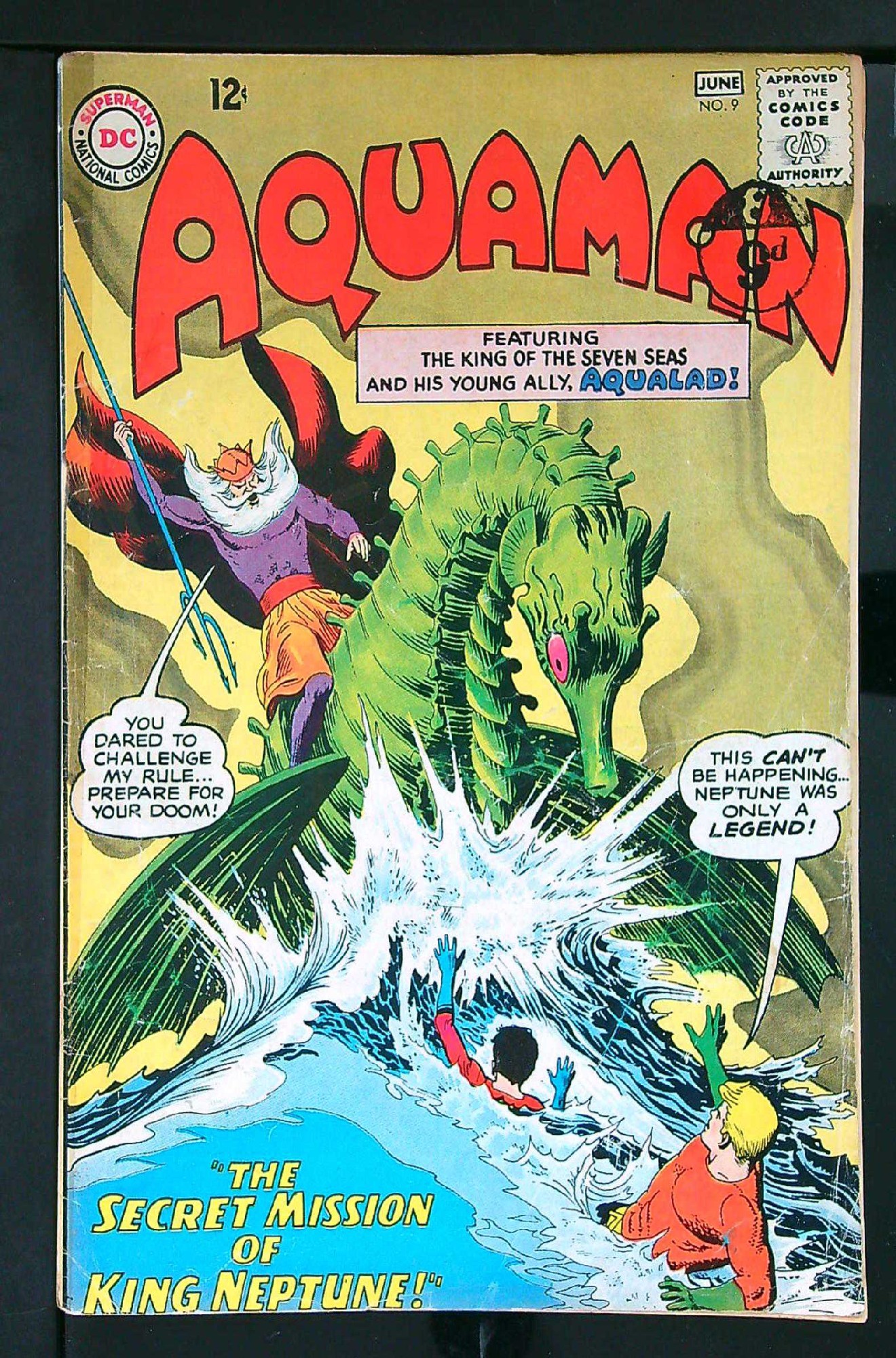 ACTUAL SCAN OF COMIC!<br>Distribution Stamp & Tape on Cover - See Scan Cover of Aquaman (Vol 1) #9. One of 250,000 Vintage American Comics on sale from Krypton!