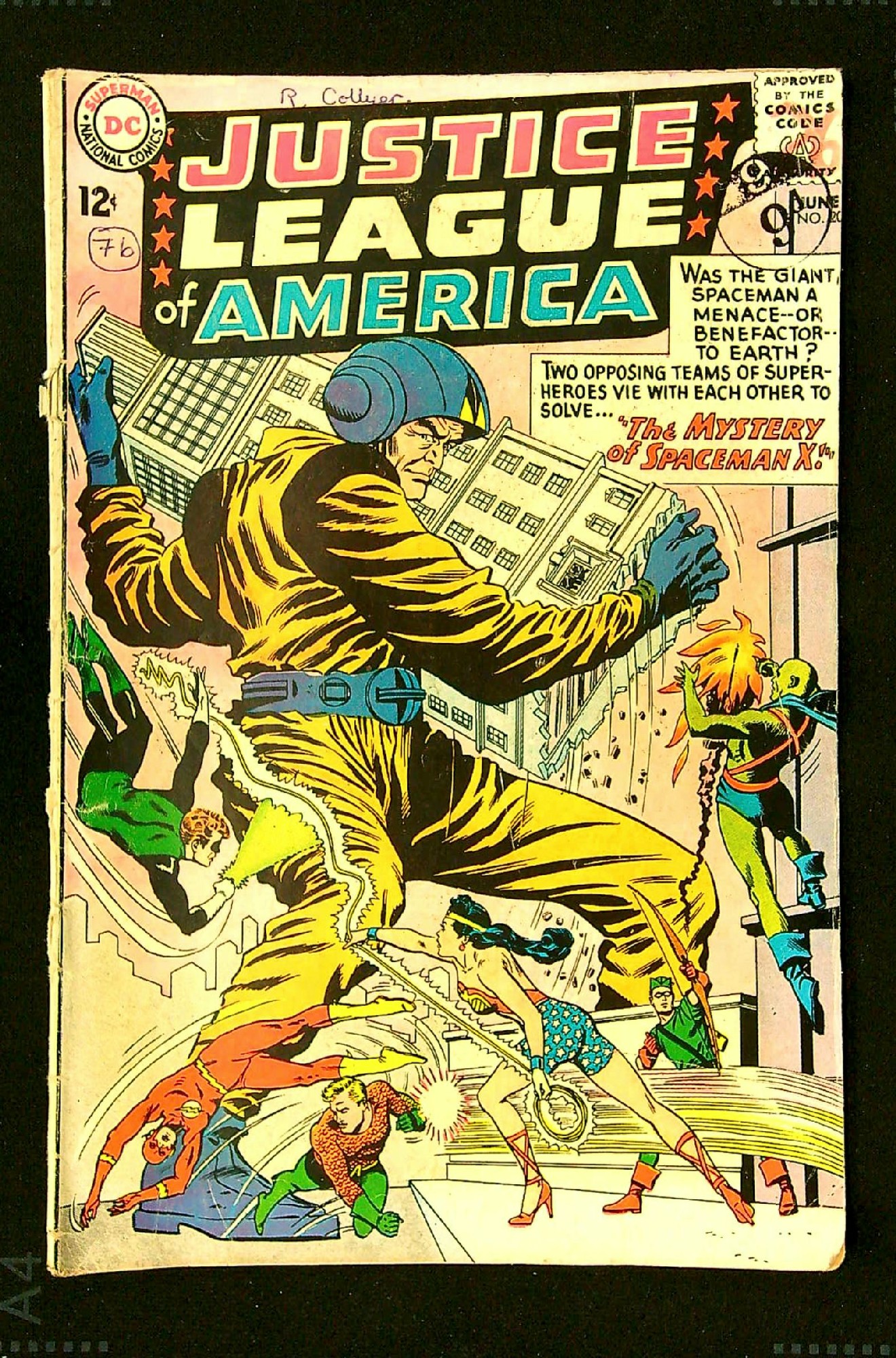 ACTUAL SCAN OF COMIC!<br>Distribution Stamp & Pen on Cover - See Scan Cover of Justice League of America (Vol 1) #20. One of 250,000 Vintage American Comics on sale from Krypton!
