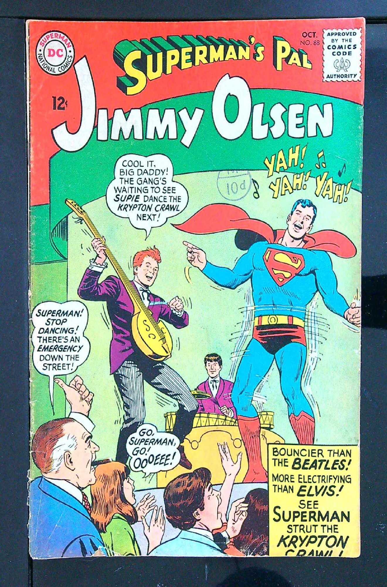 ACTUAL SCAN OF COMIC!<br>Distribution Stamp on Cover - See Scan Cover of Jimmy Olsen (Vol 1) Supermans Pal #88. One of 250,000 Vintage American Comics on sale from Krypton!
