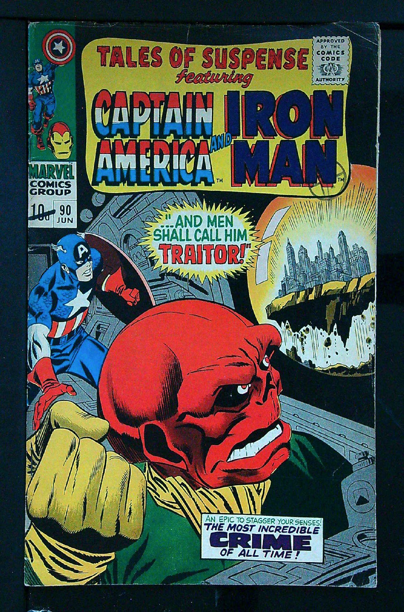 ACTUAL SCAN OF COMIC!<br>Distribution Stamp & Pen on Cover - See Scan Cover of Tales of Suspense (Vol 1) #90. One of 250,000 Vintage American Comics on sale from Krypton!