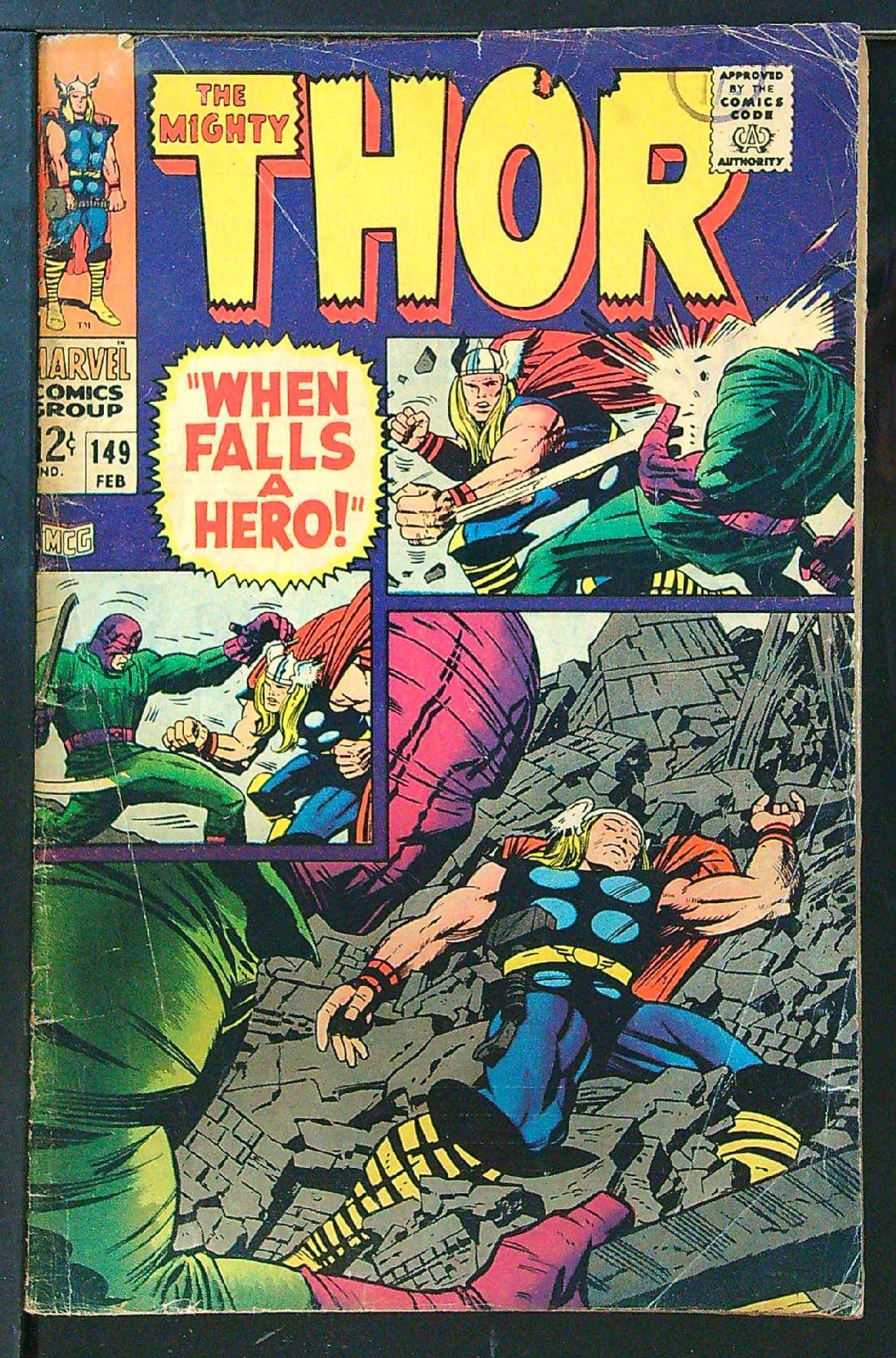 ACTUAL SCAN OF COMIC!<br>Distribution Stamp on cover - See Scan Cover of Thor (Vol 1) #149. One of 250,000 Vintage American Comics on sale from Krypton!