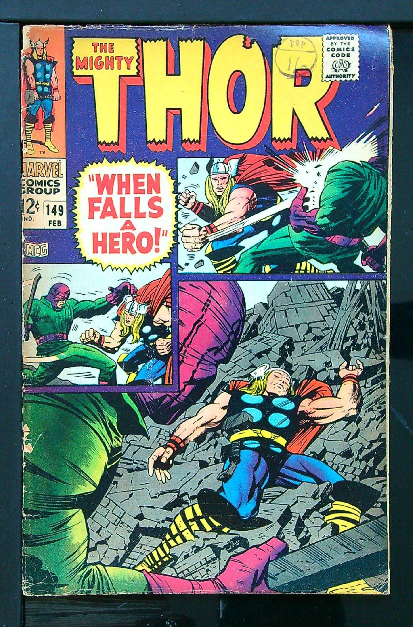 ACTUAL SCAN OF COMIC!<br>Distribution Stamp on Cover - See Scan Cover of Thor (Vol 1) #149. One of 250,000 Vintage American Comics on sale from Krypton!