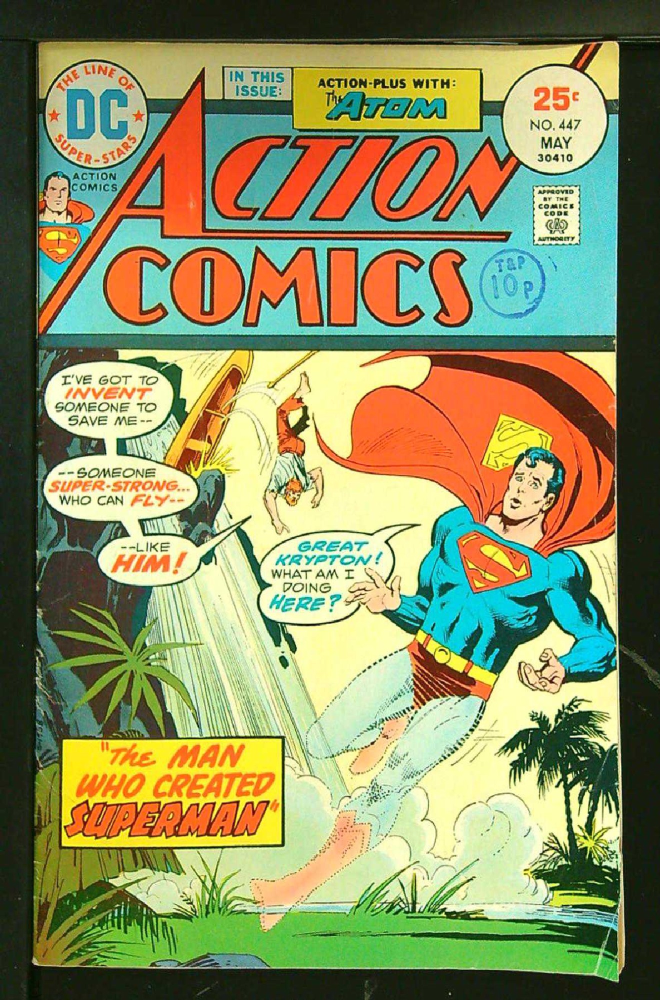 ACTUAL SCAN OF COMIC!<br>Distribution Stamp on Cover - See Scan Cover of Action Comics (Vol 1) #447. One of 250,000 Vintage American Comics on sale from Krypton!