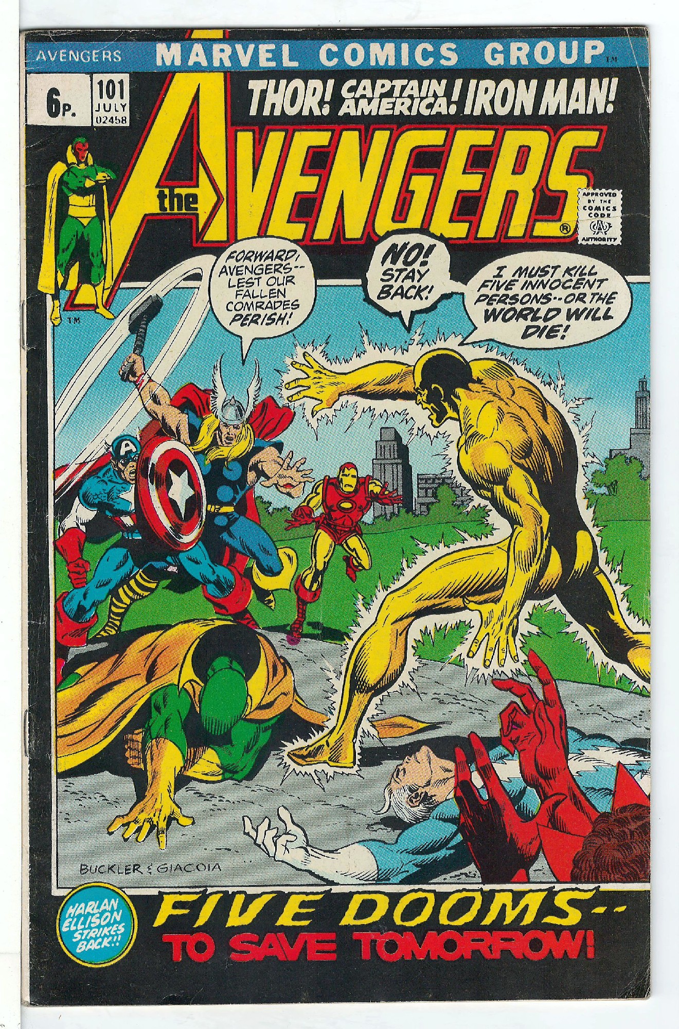 ACTUAL SCAN OF COMIC!<br> Cover of Avengers (Vol 1) #101. One of 250,000 Vintage American Comics on sale from Krypton!